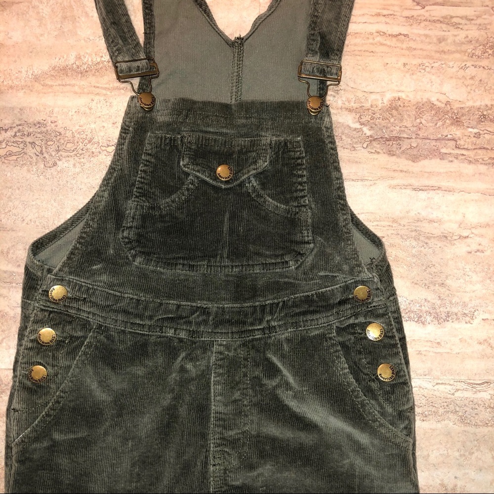 Forest green corduroy overalls